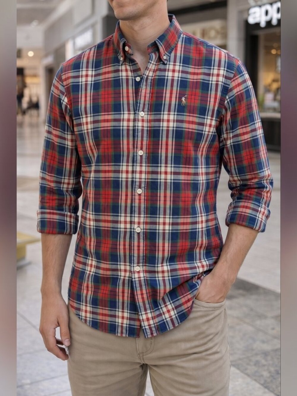 RALPH LAUREN CUSTOM FIT MENS HEAVY  DRESS SHIRT- (XL)